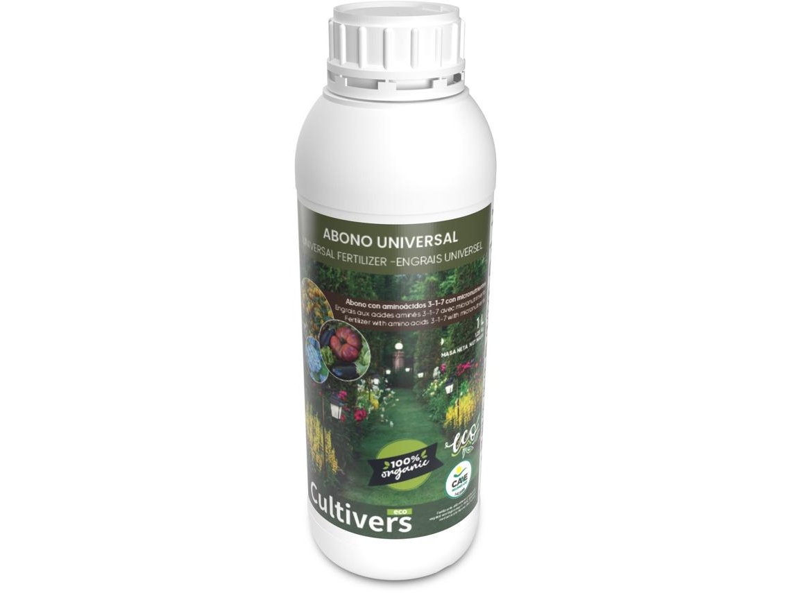 CULTIVERS Fertilizante Plantas Universal Ecológico 1 L Abono Líquido 100% Orgánico y Natural con Aminoácidos