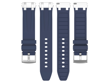 Pulseira de relógio de silicone premium de 22 mm para Garmin, Samsung, Huawei (fivela prateada) Azul marino