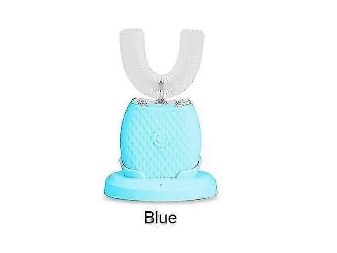 Cepillo de dientes eléctrico sónico GOKOCO en forma de U, limpieza bucal de 360 grados, silicona automática con luz azul fría para blanqueamiento.