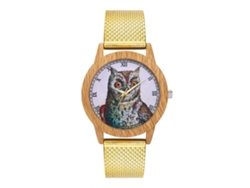 Reloj De Pulsera Analógico De Cuarzo Unisex Con Elegante Correa De Malla Dorada.