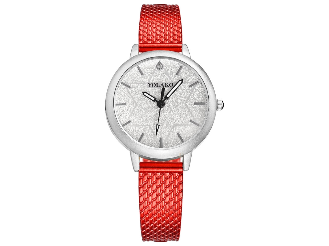 Reloj De Pulsera De Cuarzo Informal Para Mujer Con Esfera Redonda Y Correa De Plástico Roja.