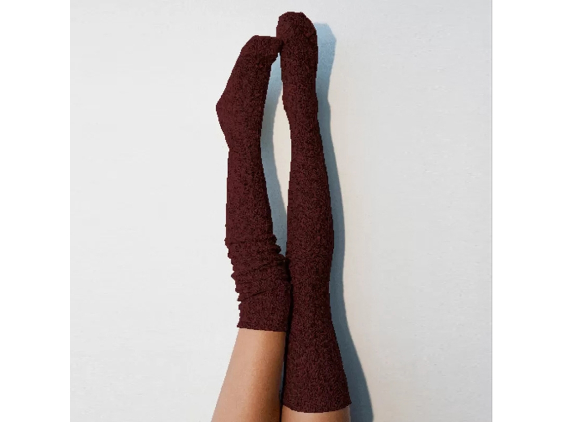Calcetines hasta la rodilla, calcetines de punto cálidos hasta la rodilla, calcetines suaves de invierno (color: vino) Cuich