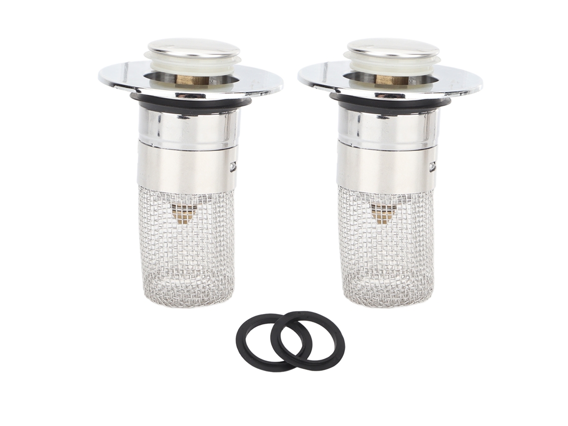 2 Juntas Para Lavabo De Baño Con Cesta De Filtro Antiobstrucción De Acero Inoxidable