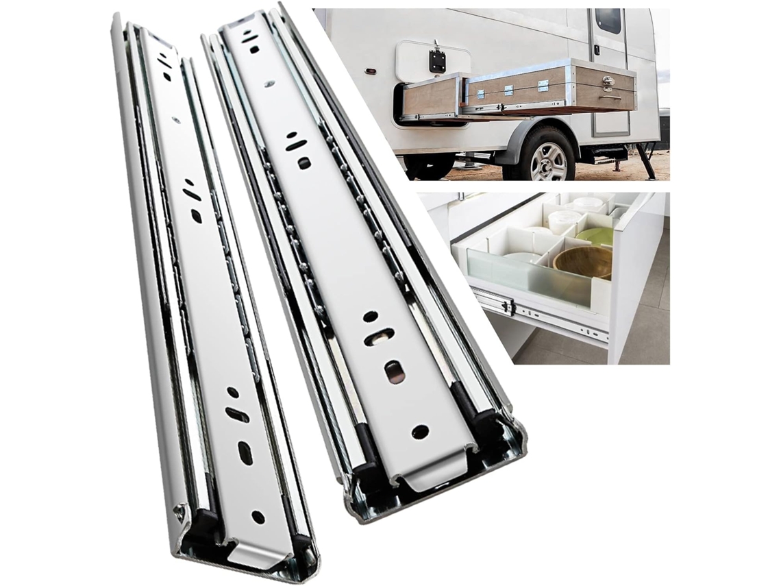 Rieles para cajones duraderos de 400 mm, con rodamientos de bolas y extensión completa, capacidad de carga de 68 kg (1 par)