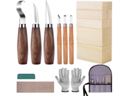 Kit De Escultura Em Madeira Para Crianças E Adultos Iniciantes, Incluindo 8 Kits De Escultura Em Madeira E 6 Facas De Entalhe Em Madeira