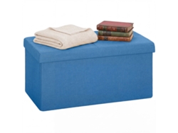 Otomana De Almacenamiento, Banco Plegable De Almacenamiento 84 L 76x38x38 Cm Tapizado En Lino Sintético Azul Claro