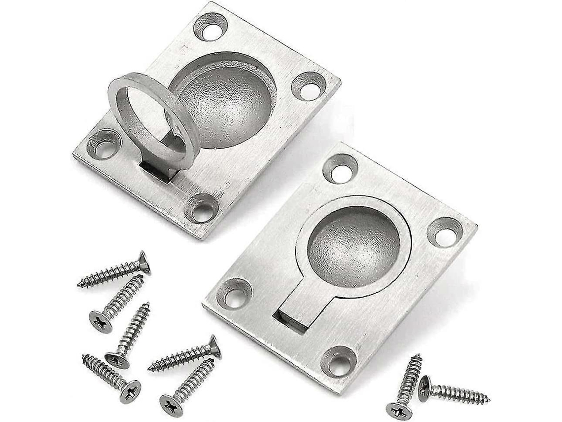 Manejos Anillados De Acero Inoxidable 49x39mm Para Hatches, Cerraduras Y Armarios Náuticos Con Tornillos De Montaje 2 Piezas