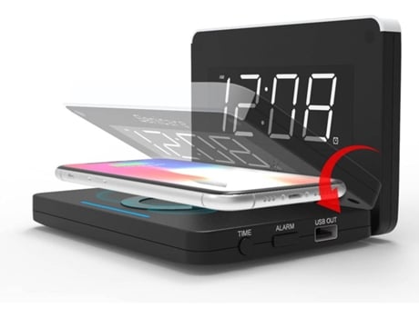 Cargador Despertador Digital Porta Carregamento Rápido Sem Led para iPhone 12 YIZHOOD Tecido Negro