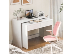 Mesa Compacta 2 En 1 Plegable Con Estantes Y Ruedas
