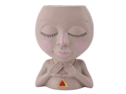 Maceta De Resina Con Forma De Cara Femenina Y Orificio De Drenaje Para Suculentas.