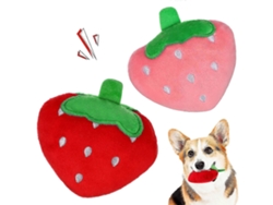 2 piezas de juguetes suaves para cachorros en forma de fresa con chirriador. Sygo