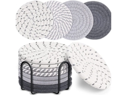 Juego de 8 manteles individuales de algodón absorbente con soporte, gris, 11 cm, Dureforward