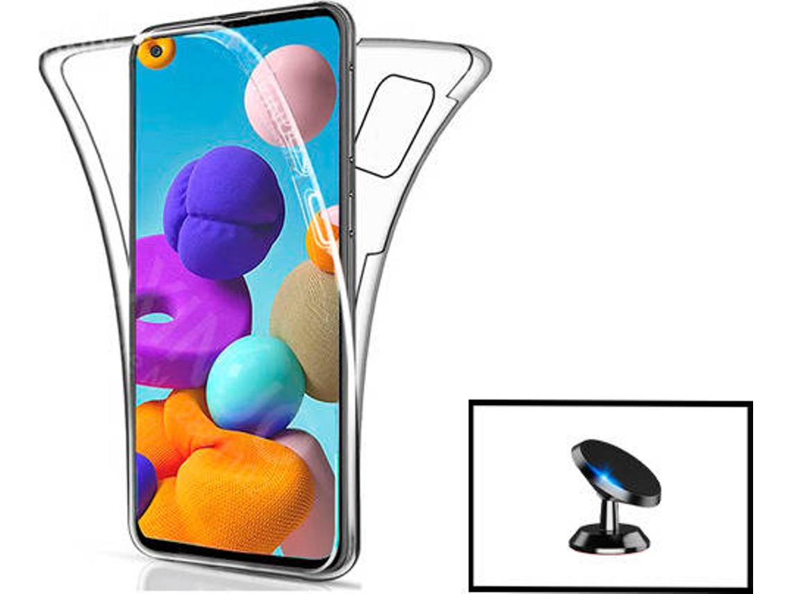 Kit Carcasa + Soporte Magnético Samsung Samsung Galaxy A12 G4M Transparente y Blanco