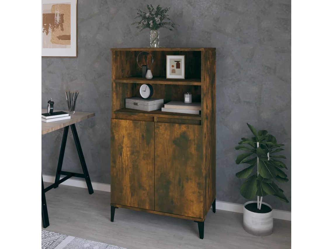 Aparador Alto Madera Contrachapada Roble Ahumado 60x36x110 Cm