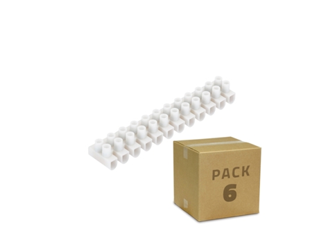 Pack 6 unidades de Clema Regleta de 12 Conectores de Cable Eléctrico Blanco