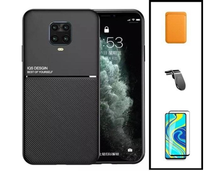 Kit Funda Magnetic Lux, Magnetic Wallet Naranja, 5D Full Cover y Soporte Magnético L Safe Driving Xiaomi Redmi Note 10 Lite PHONECARE Negro