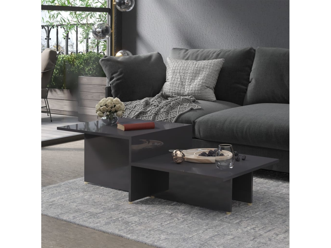 Mesa de Centro de Apoyo 111,5X50X33 cm en Madera Procesada Gris Brillante