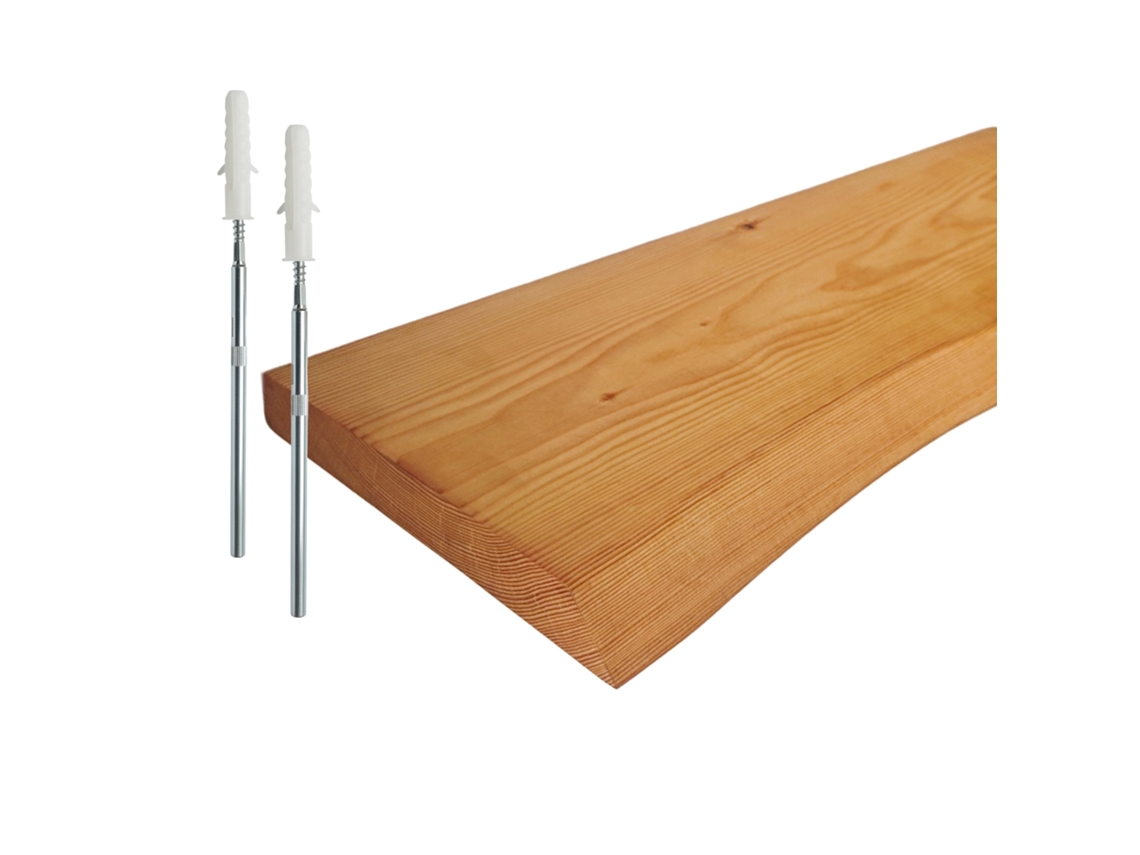 Relaxdays Prateleira De Parede Com Borda Natural, 3x70x22 Cm, Rústica, Cozinha, Pinho Maciço