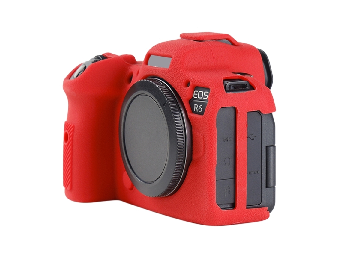 Funda protectora de silicona suave para Canon Eos R6 Mark II con textura de lichi en rojo Zruxe