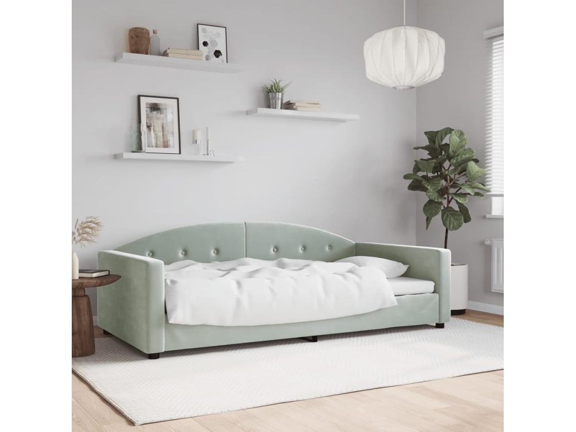 Sofá Cama Sin Colchón Terciopelo Gris Claro 100x200 Cm