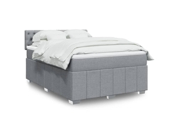 Cama Box Spring Con Colchón Tela Gris Claro 140x200 Cm