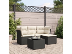 Conjunto de sofá de jardín de 5 piezas con cojines de mimbre sintético negro, Dkd Home Decor