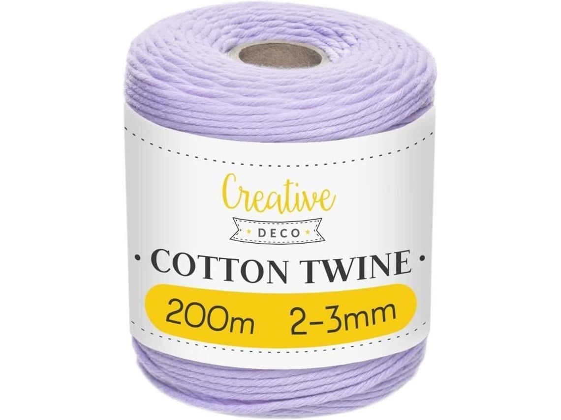 Cuerda Macramé 3Mm X 200M Hilo De Algodón Y Poliéster Morado Pastel CREATIVE DECO