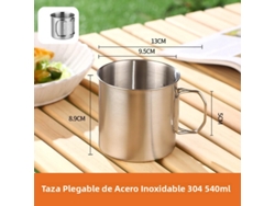 Juego de vasos plegables de acero inoxidable MDUG 304 de alta calidad (540 ml)