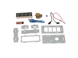 Kit de relógio digital faça-você-mesmo Veloriskku com tecido transparente e componentes eletrônicos precisamente ajustados.