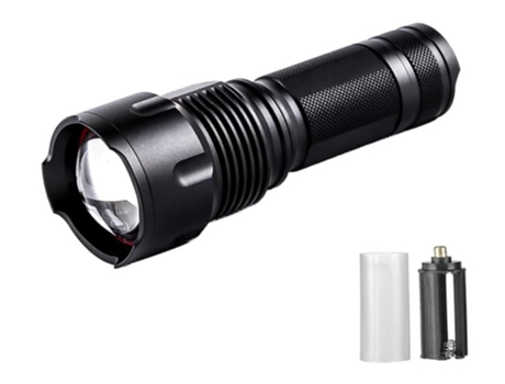Linterna LED Zoomable Flash Light L2 Antorcha Aleación de aluminio Linterna USB Recargable Luces de trabajo Linterna de camping (Negro) CHRONUS