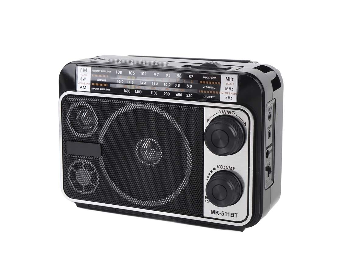 Radio Portátil Retro Con Bluetooth, Fm, Am/sw, Altavoz Con Doble Fuente De Alimentación Y Enchufe Estadounidense.