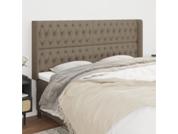 Cabecero De Cama | Panel De Cabecero Con Orejas De Tela Gris Taupe 203x16x118/128 Cm