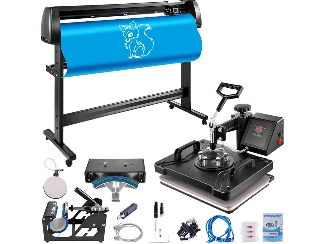 Máquina de transferencia térmica 5 en 1 de 38 x 30 cm con plotter de vinilo de 1350 mm Tekmaquinas