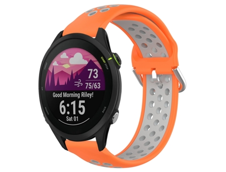 Correa de reloj inteligente para Garmin Forerunner 255 22 mm Correa de reloj deportivo transpirable perforada de silicona (naranja + gris)
