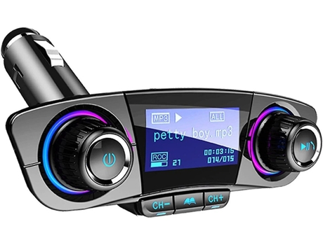 Transmisor FM Bluetooth con cargador USB dual y múltiples modos de reproducción para automóvil (negro)