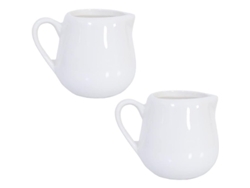 Jarra pequeña de cerámica blanca Rebe-linjou de 2 piezas, 60 ml, para leche, café, crema, salsa y cocina.
