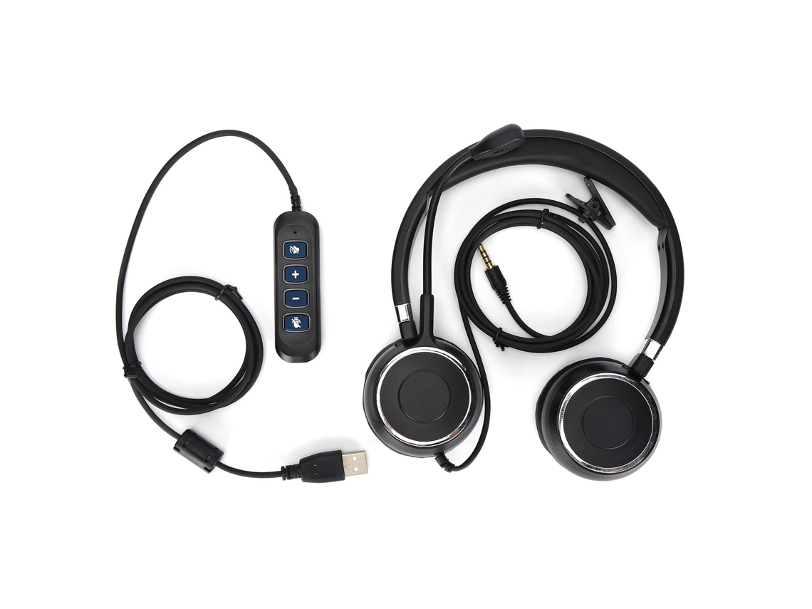 Auriculares Binaurales Con Micrófono Con Cancelación De Ruido Y Control De Volumen Para Llamadas De Oficina/negocios.