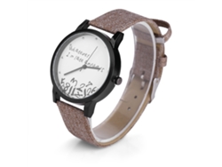 Reloj De Pulsera Analógico De Cuarzo Con Correa De Pu Y Tela Marrón Claro.