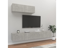 Conjunto de muebles para TV de 3 piezas de madera procesada en gris cemento DKD HOME DECOR