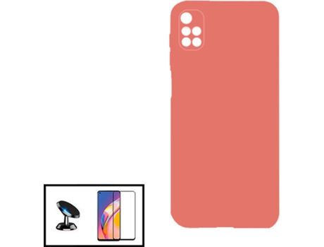 Kit Protector de Cristal Templado 5D Full Cover, Funda Silicona Liquida y Soporte Magnético de Coche Xiaomi Redmi 10 Prime PHONECARE Rosa