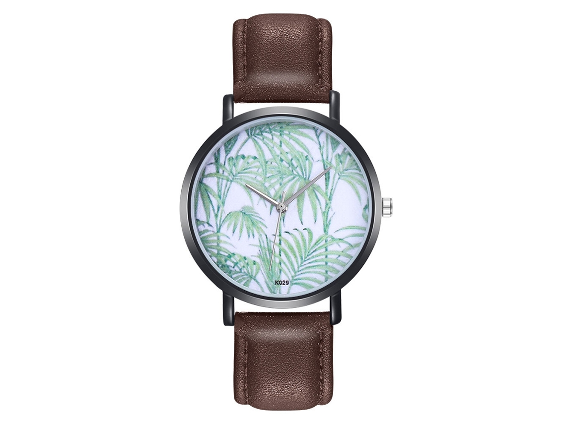 Relógio Feminino De Pulso De Moda Quartzo Com Dial Redondo E Pulseira De Couro Cinza