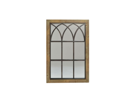 Espejo de pared DKD Home Decor Negro Metal Marrón Abedul Ventana (60 x 3 x 95 cm)