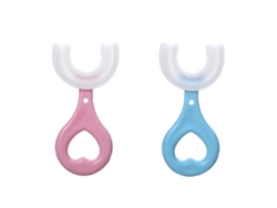 2 Escovas De Dentes Infantis Em Formato De U Com Mordedor De Silicone Para Higiene Bucal Infantil