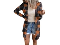 Jaqueta feminina Rebe, macia e leve, de manga comprida e aberta, ideal para o Halloween, outono e festas casuais, cinza, tamanho M.