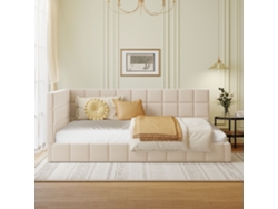 Sofá Cama 140200 Cm - Cama Multifuncional Con Somier De Láminas, En Terciopelo - Beige