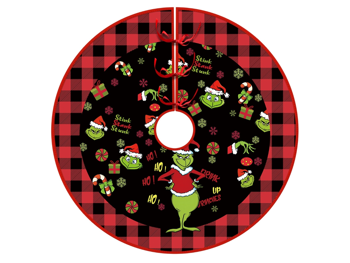 Falda para árbol de Navidad de 122 cm – Decoración navideña con collar para árbol de Navidad estilo casa de campo con acabado suave (estilo H)
