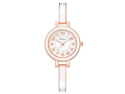 Relógio De Pulso Quartz Feminino Com Pulseira Tecida E Pingente De Chave Strass (vermelho Rosa)