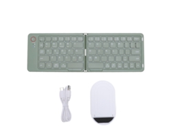 Baoj-2026 Teclado Bluetooth inalámbrico plegable de 67 teclas, recargable, magnético, delgado, portátil, universal para teléfono, tableta y portátil (verde)