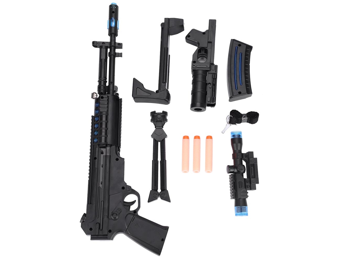 Pistola de bolas blandas 2026 para niños con luces electrizantes y función de deformación simulada.