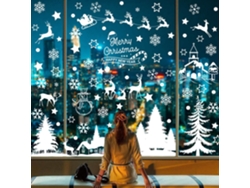 Pegatinas navideñas, 9 hojas de pegatinas para ventanas de renos y árboles, 166 piezas de copos de nieve de PVC RNEMITERY